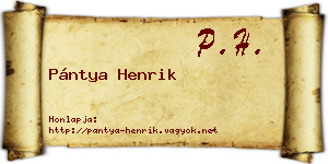 Pántya Henrik névjegykártya